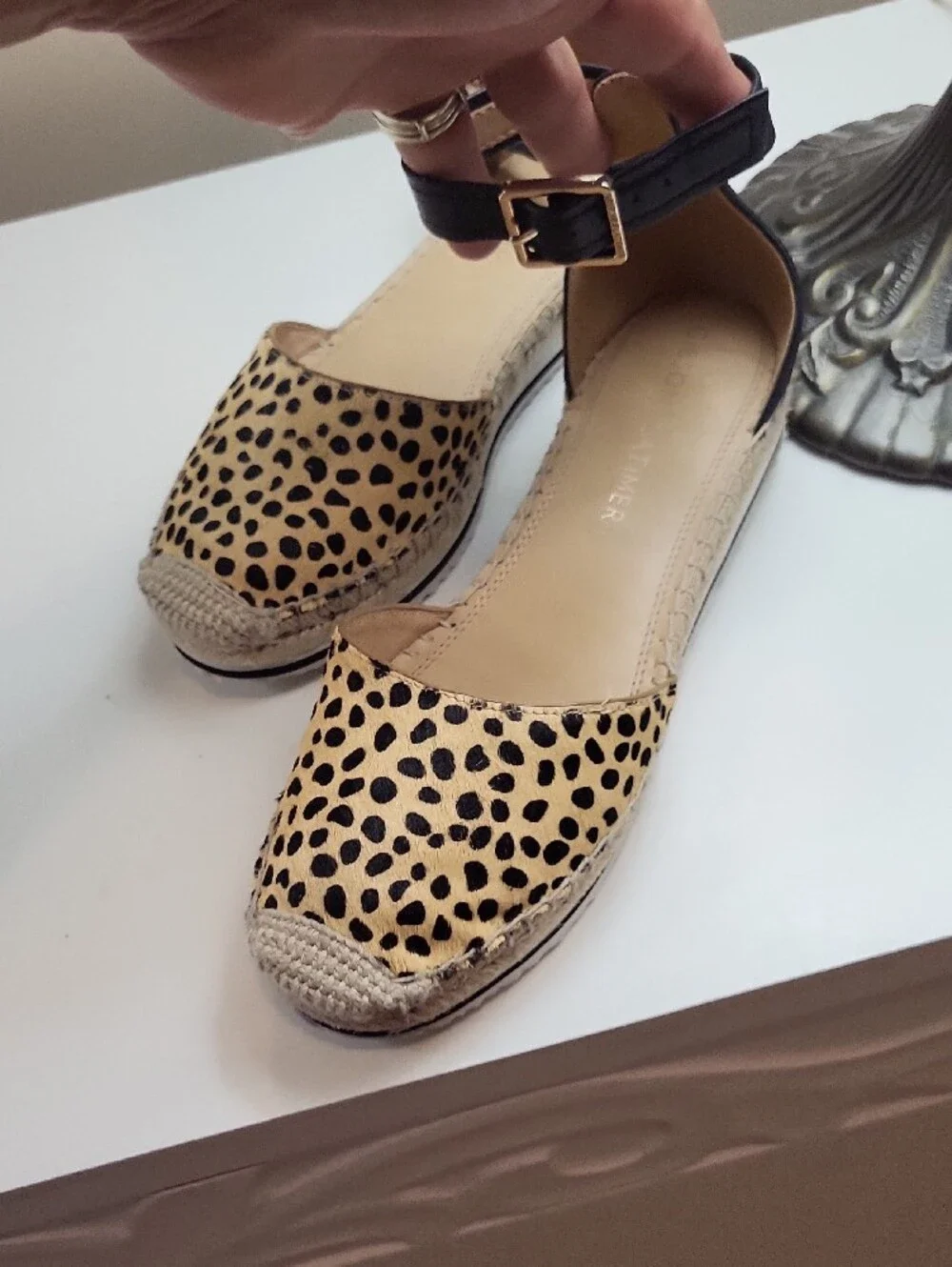 Gibson Latimer Leopard Print Espadrille Flats in Tan and Black